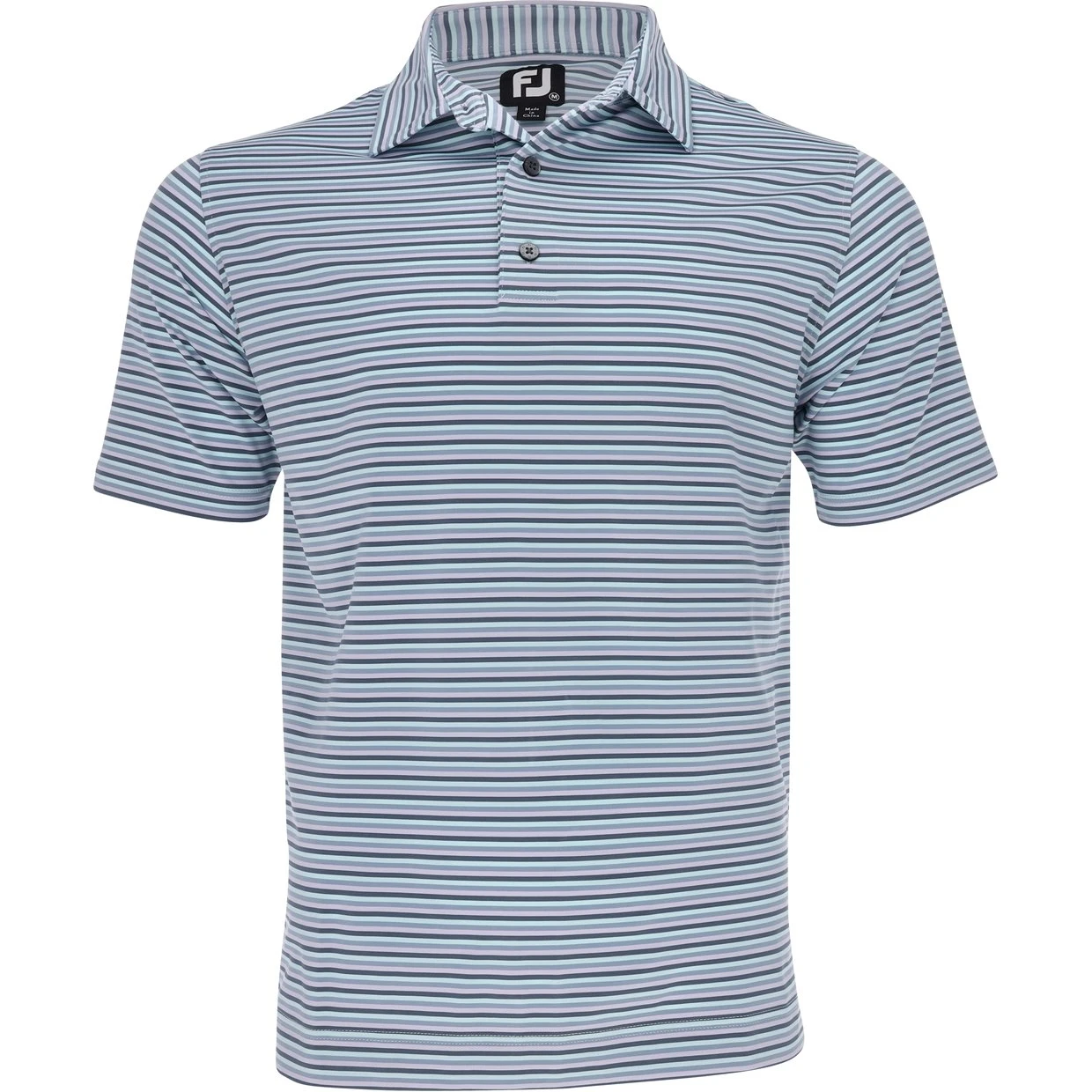 FootJoy Mini Stripe Lisle Self Collar Shirt Polo Short Sleeve Golf Apparel