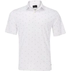 Greg Norman ML75 Microlux Pin Flag Print Shirt Polo Short Sleeve Golf Apparel