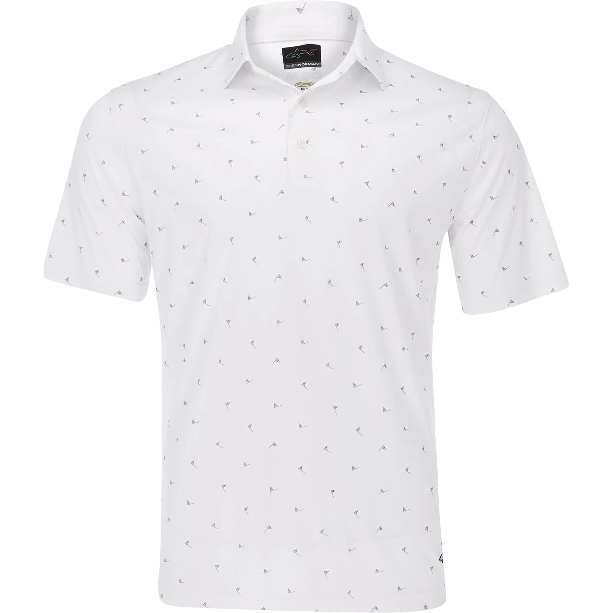 Greg Norman ML75 Microlux Pin Flag Print Shirt Polo Short Sleeve Golf Apparel