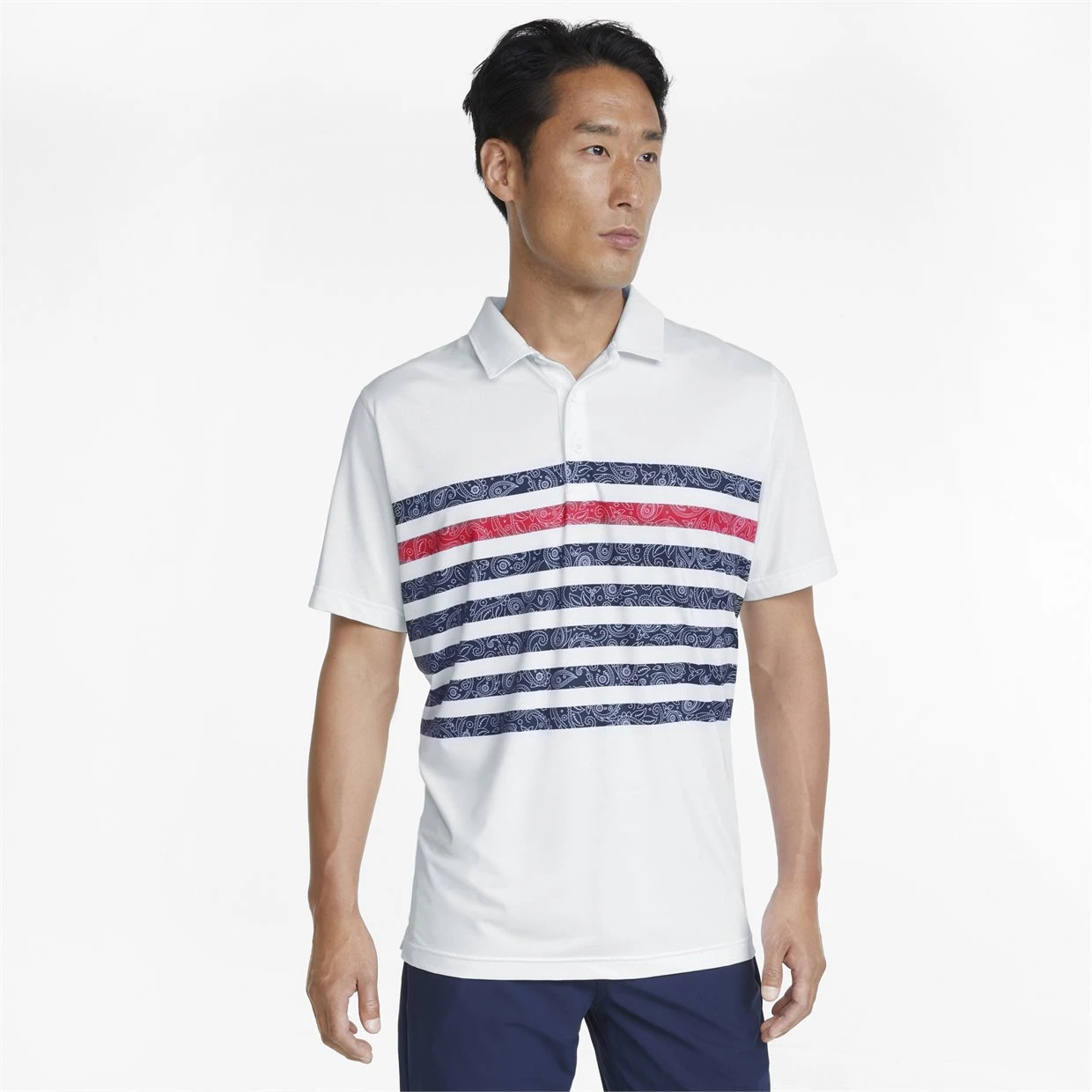 Puma Volition Paisley Stripe Shirt Polo Short Sleeve Golf Apparel - Image 3