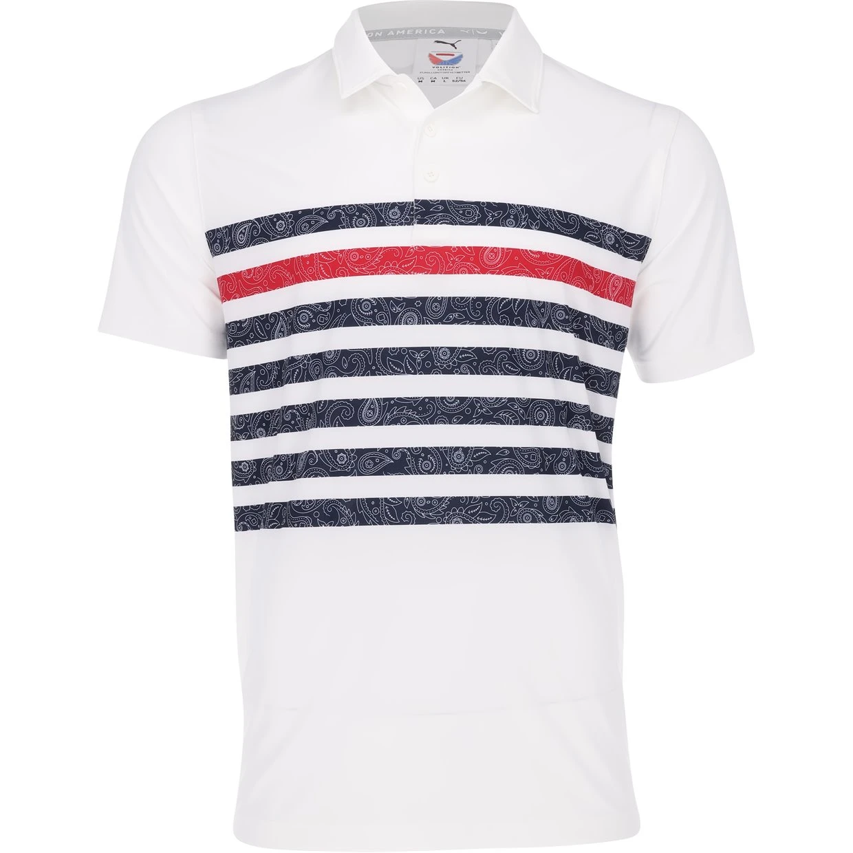 Puma Volition Paisley Stripe Shirt Polo Short Sleeve Golf Apparel
